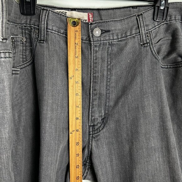 Levis Jeans Mens 40x30 Gray 569 Loose Straight Light Wash Cotton Denim - Picture 8 of 10